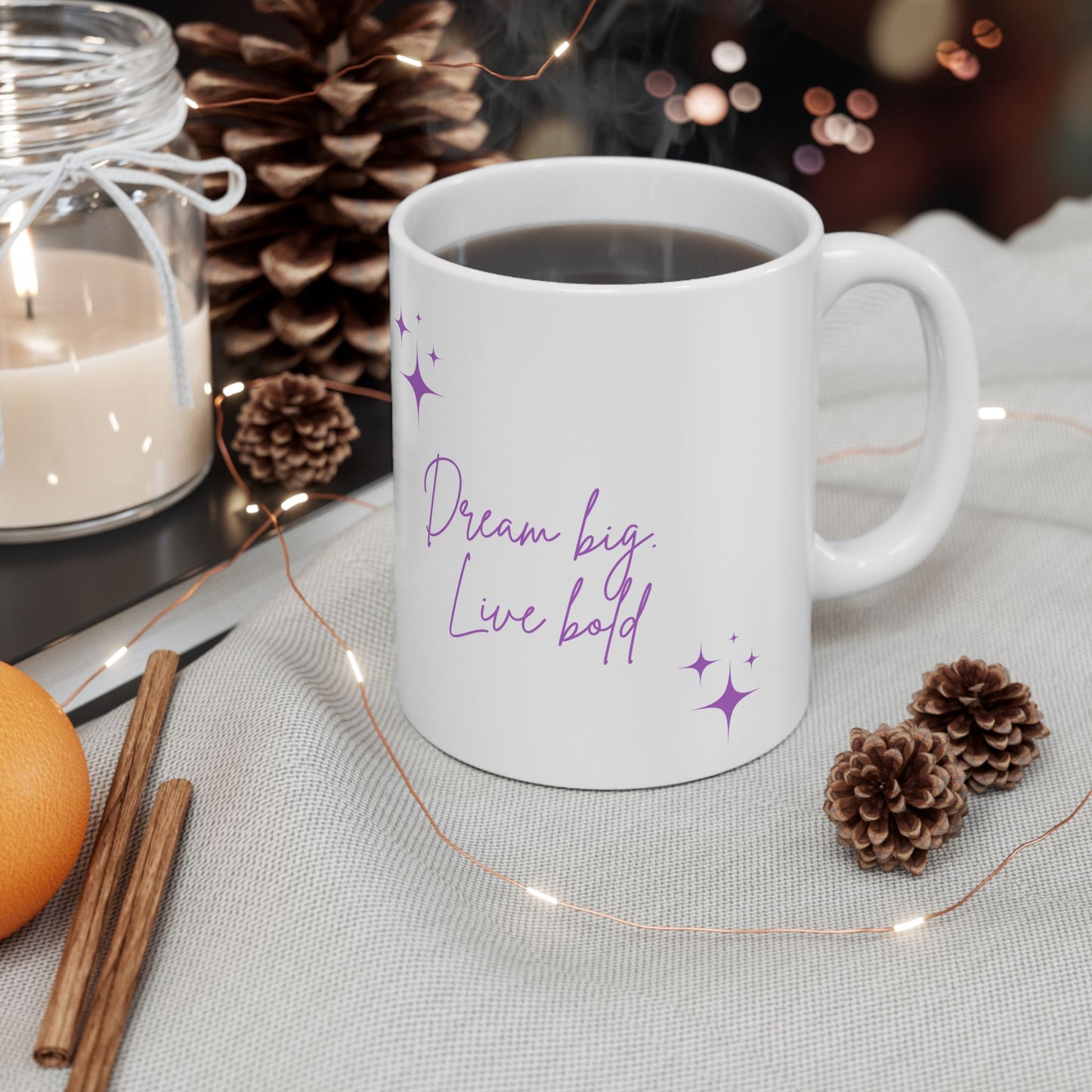 Sparkle Dreams Ceramic Mug - Cute Coffee Cup, Inspirational Gift, Starry Night Tea Mug, Perfect for Birthdays, Self-Care