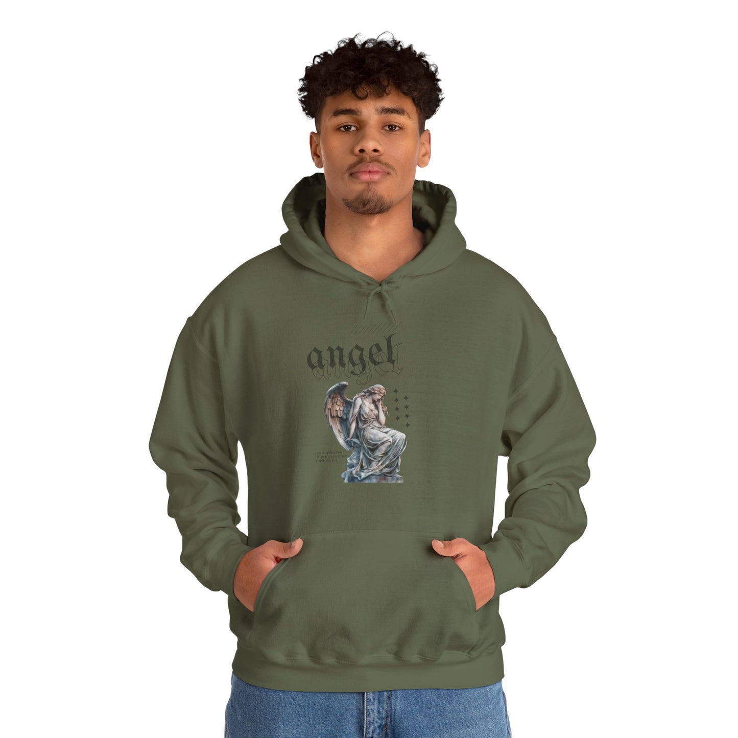 Angel Graphic Hooded Sweatshirt, Unisex Sweater, Cozy Gift, Spiritual Apparel, Fall Fashion, Chill Vibes, Everyday Wear