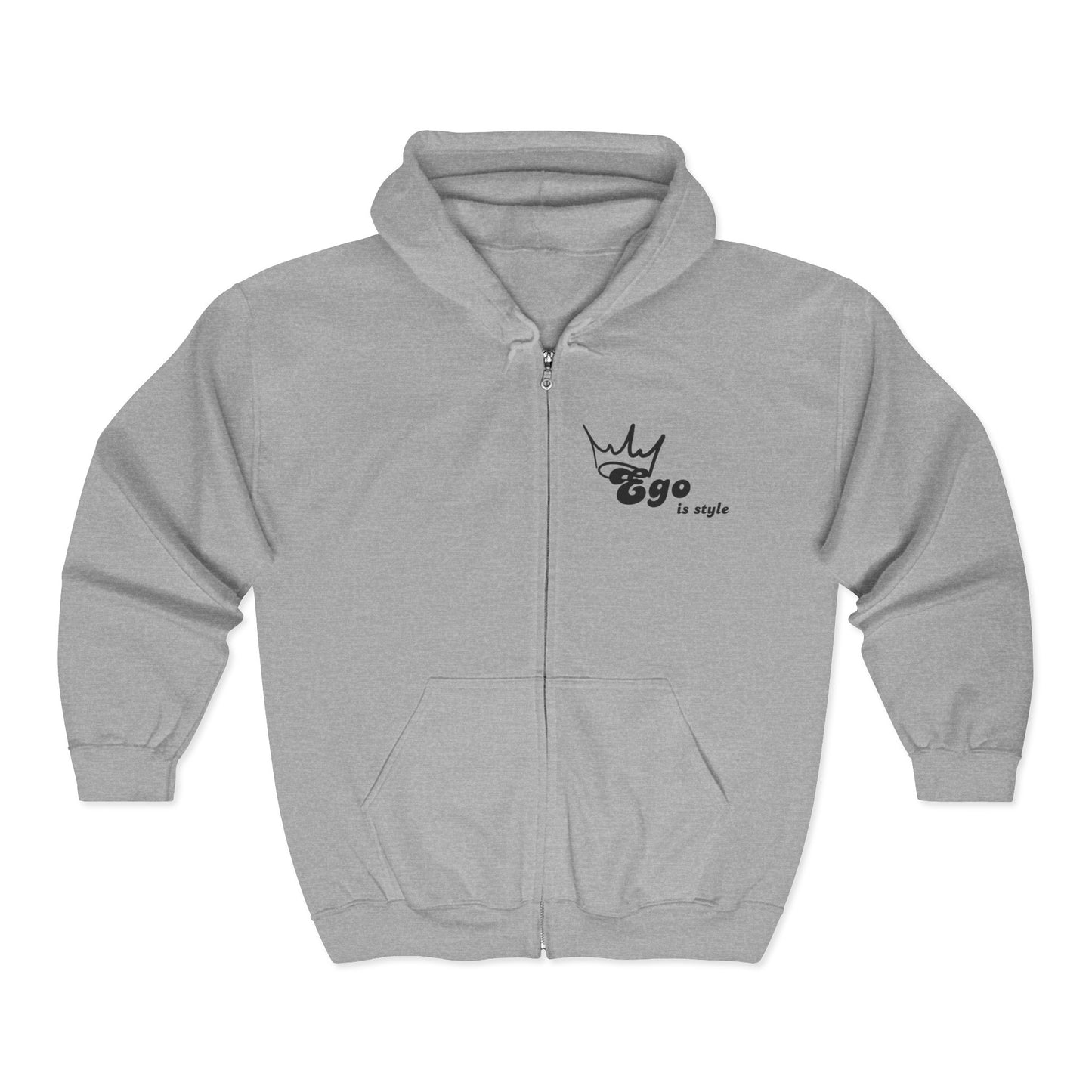 Chic Crown Logo Zip Hoodie, Casual Sweatshirt, Birthday Gift, Unisex Zip-Up, Streetwear Style, Cozy Layering Piece