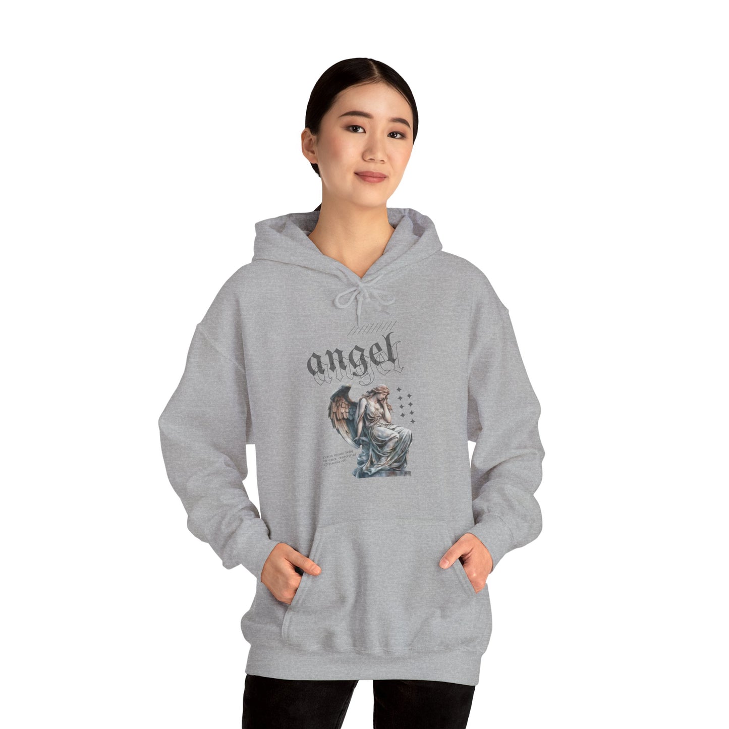 Angel Graphic Hooded Sweatshirt, Unisex Sweater, Cozy Gift, Spiritual Apparel, Fall Fashion, Chill Vibes, Everyday Wear