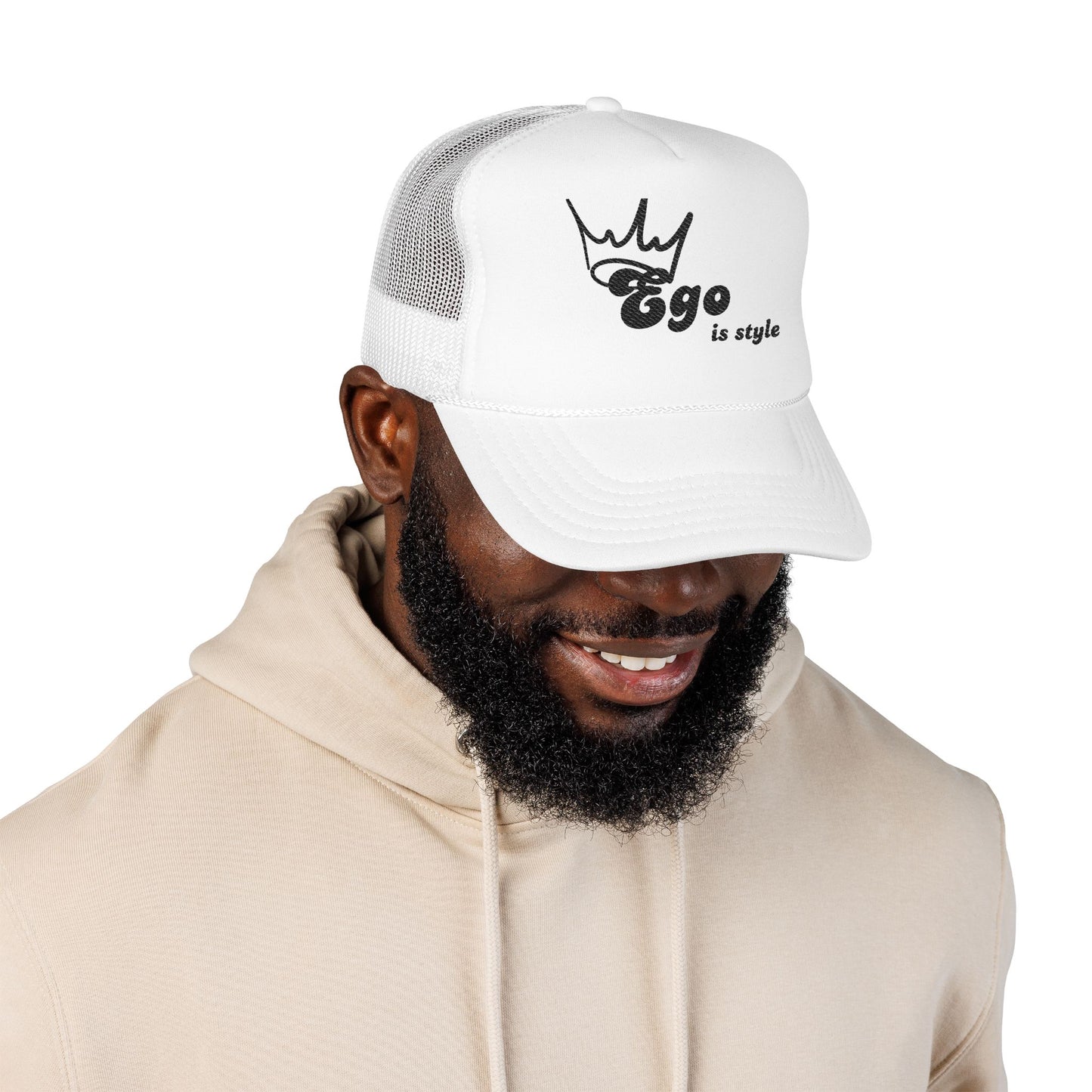 Stylish Embroidered Foam Trucker Hat, Mens Cap, Casual Fashion Accessory, Great for Gifts, Summer Wear, Ego is Style