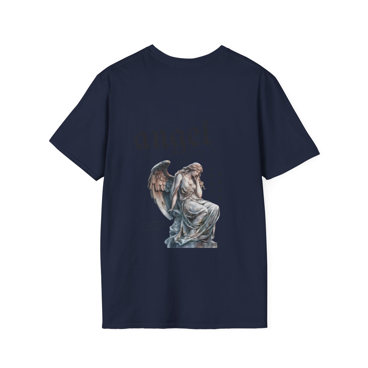 Angel Graphic T-Shirt, Vintage Angel Tee, Unisex Softstyle Shirt, Casual Wear, Spiritual Gift, Thoughtful Apparel
