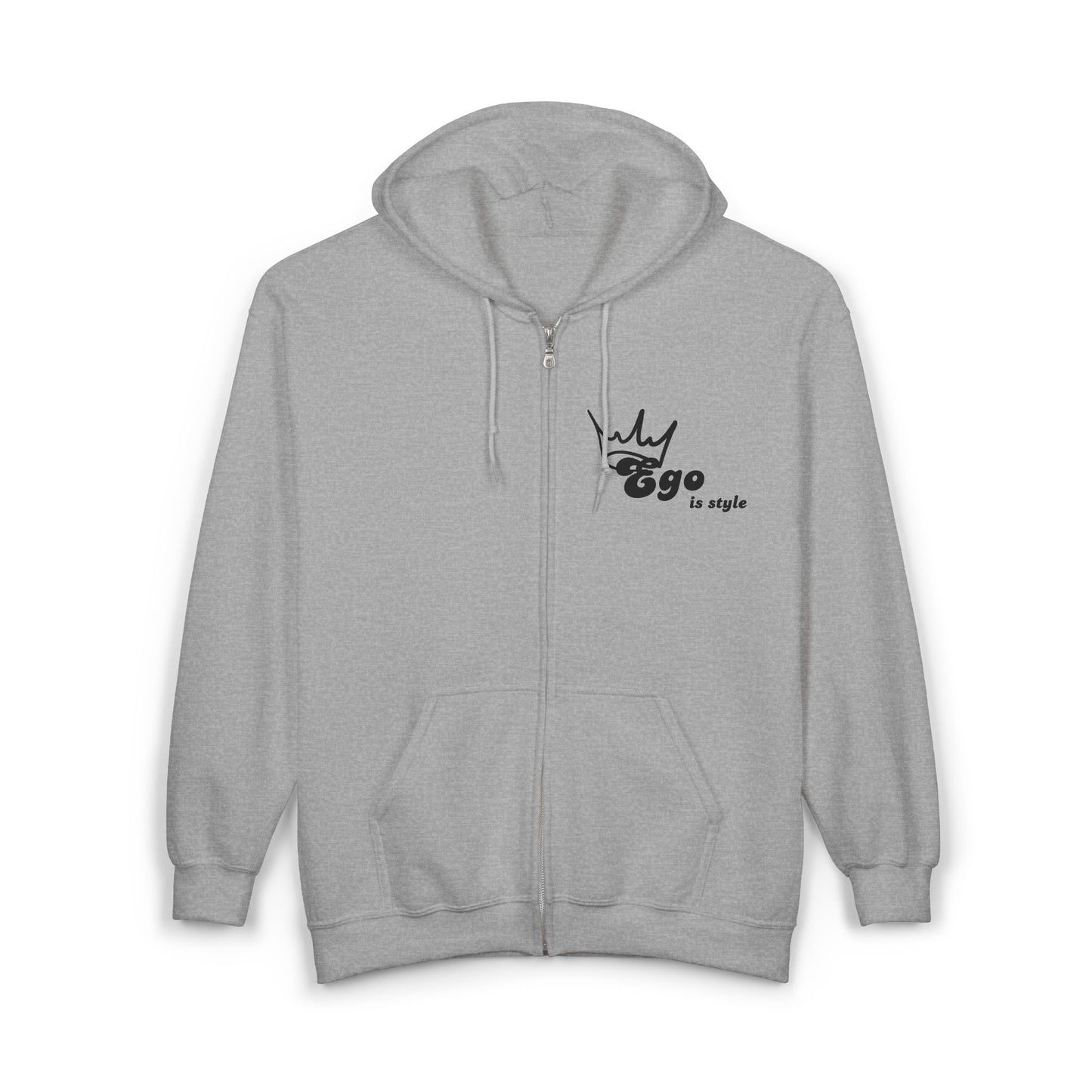 Chic Crown Logo Zip Hoodie, Casual Sweatshirt, Birthday Gift, Unisex Zip-Up, Streetwear Style, Cozy Layering Piece