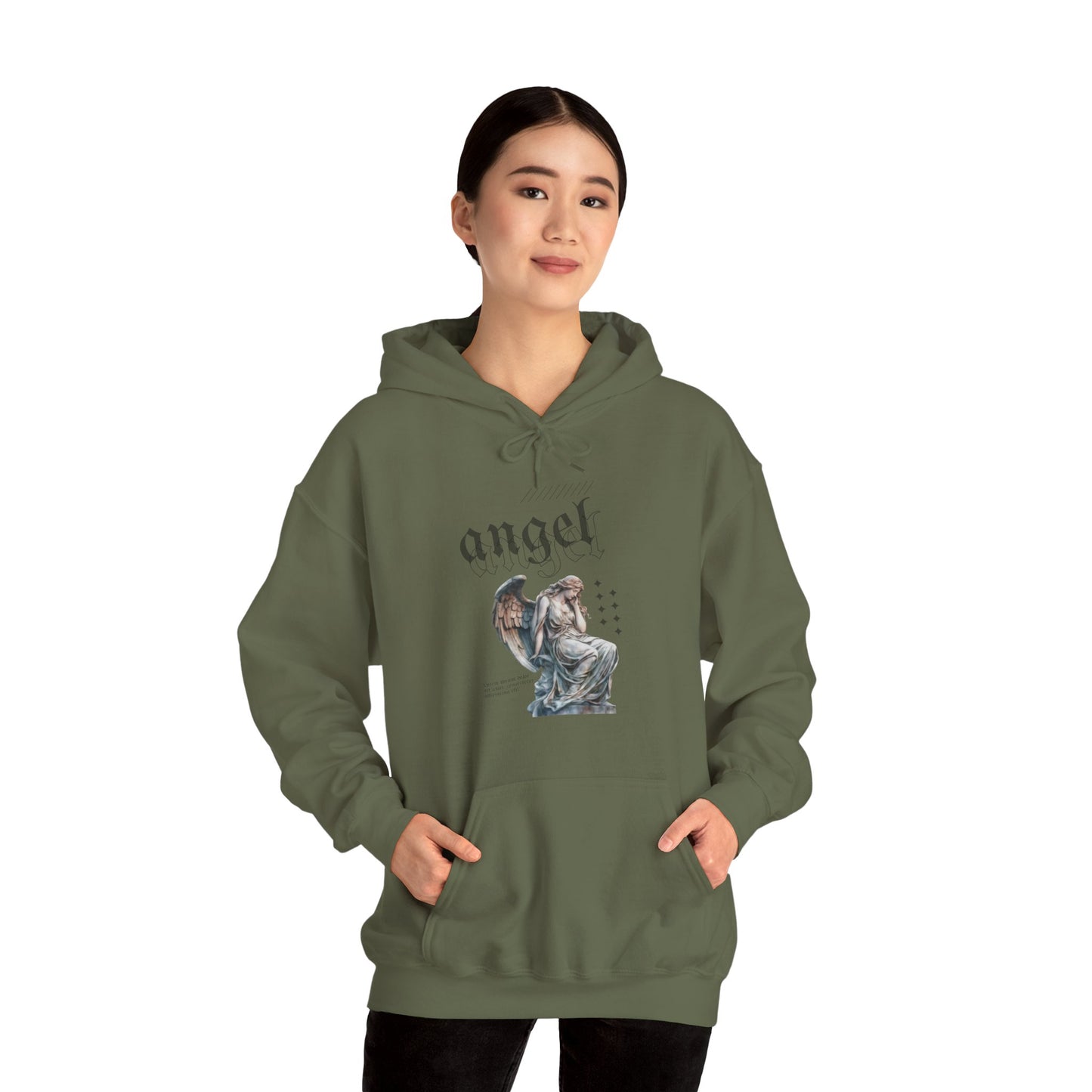 Angel Graphic Hooded Sweatshirt, Unisex Sweater, Cozy Gift, Spiritual Apparel, Fall Fashion, Chill Vibes, Everyday Wear