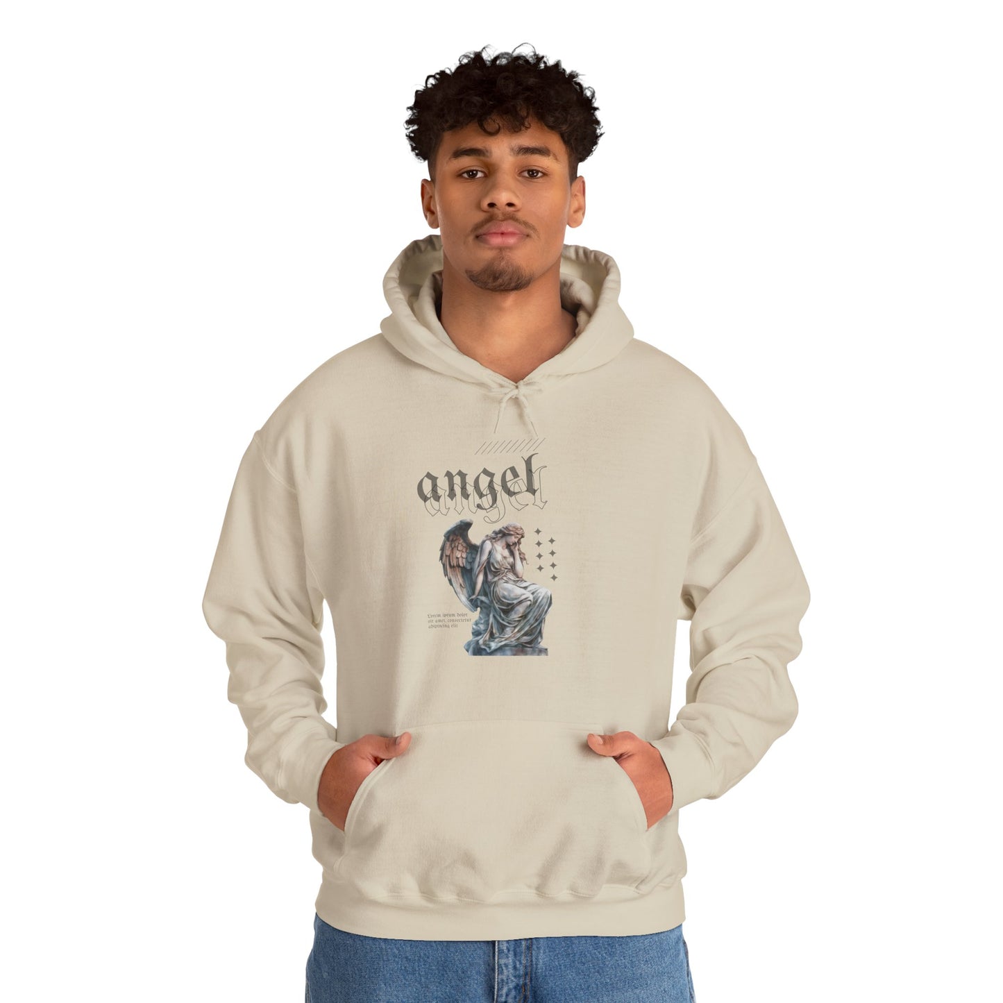 Angel Graphic Hooded Sweatshirt, Unisex Sweater, Cozy Gift, Spiritual Apparel, Fall Fashion, Chill Vibes, Everyday Wear