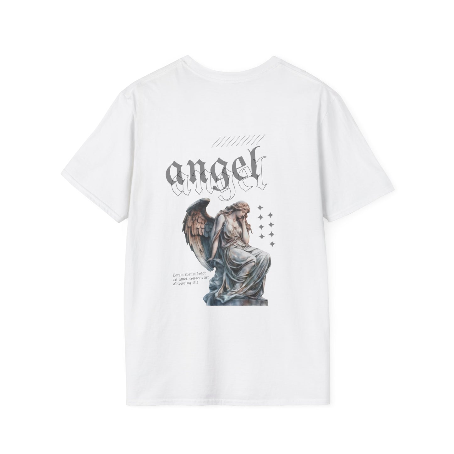 Angel Graphic T-Shirt, Vintage Angel Tee, Unisex Softstyle Shirt, Casual Wear, Spiritual Gift, Thoughtful Apparel
