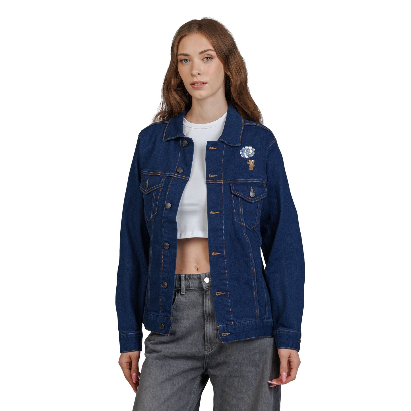 Embroidered Unisex Denim Jacket, Casual Outerwear, Stylish Layering Piece, Perfect Gift for Her, Streetwear Fashion