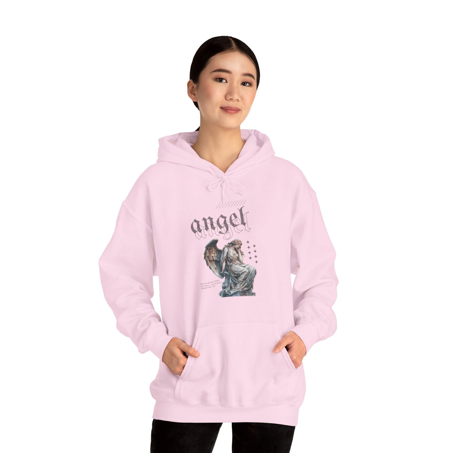 Angel Graphic Hooded Sweatshirt, Unisex Sweater, Cozy Gift, Spiritual Apparel, Fall Fashion, Chill Vibes, Everyday Wear