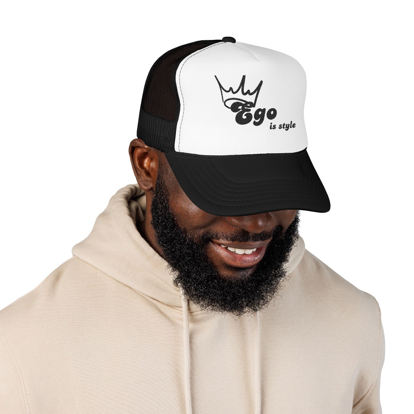 Stylish Embroidered Foam Trucker Hat, Mens Cap, Casual Fashion Accessory, Great for Gifts, Summer Wear, Ego is Style