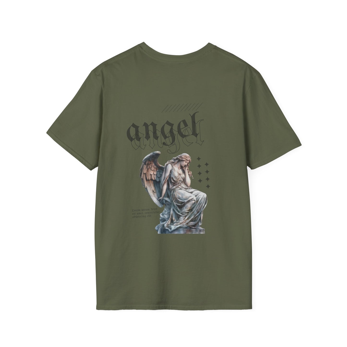 Angel Graphic T-Shirt, Vintage Angel Tee, Unisex Softstyle Shirt, Casual Wear, Spiritual Gift, Thoughtful Apparel