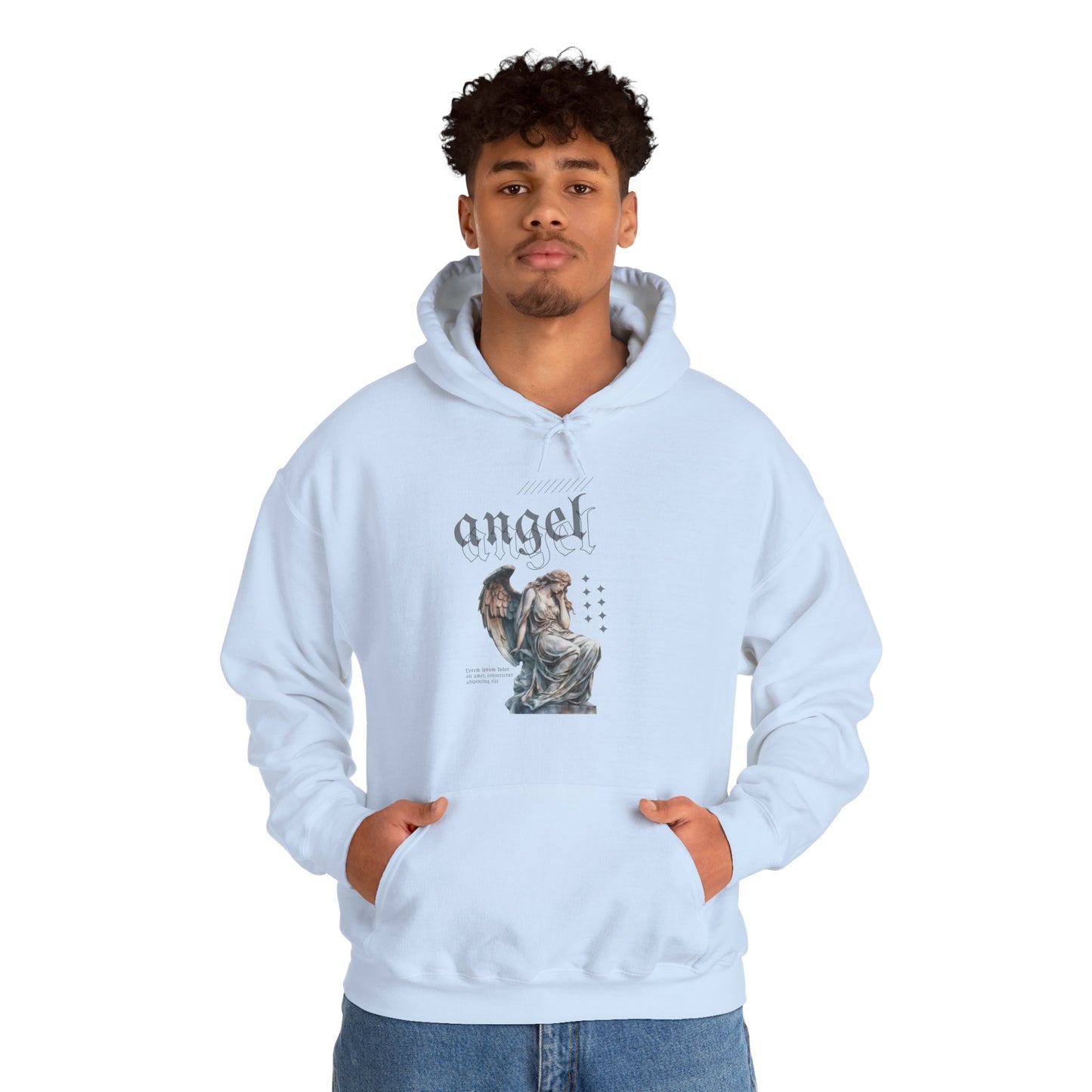 Angel Graphic Hooded Sweatshirt, Unisex Sweater, Cozy Gift, Spiritual Apparel, Fall Fashion, Chill Vibes, Everyday Wear