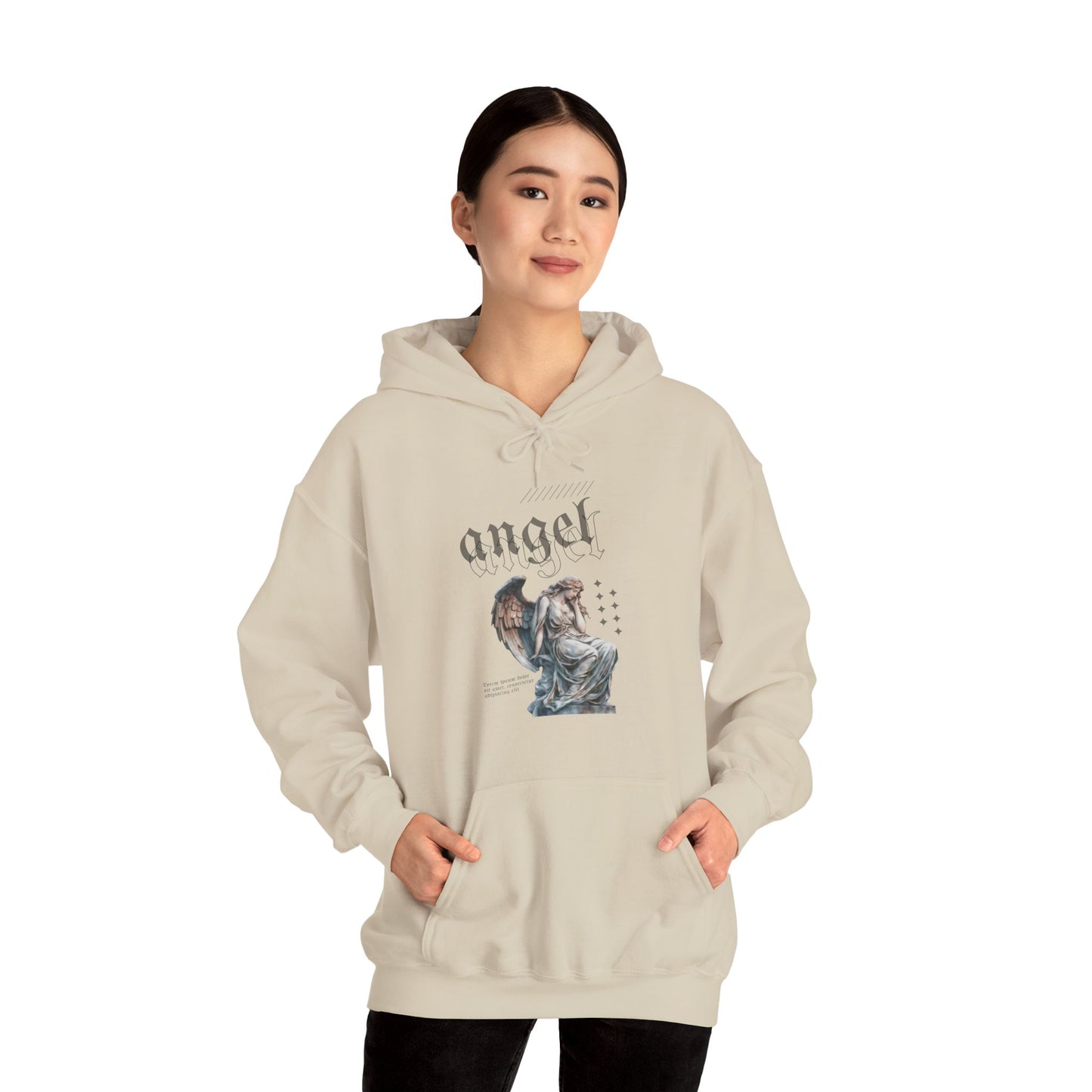 Angel Graphic Hooded Sweatshirt, Unisex Sweater, Cozy Gift, Spiritual Apparel, Fall Fashion, Chill Vibes, Everyday Wear