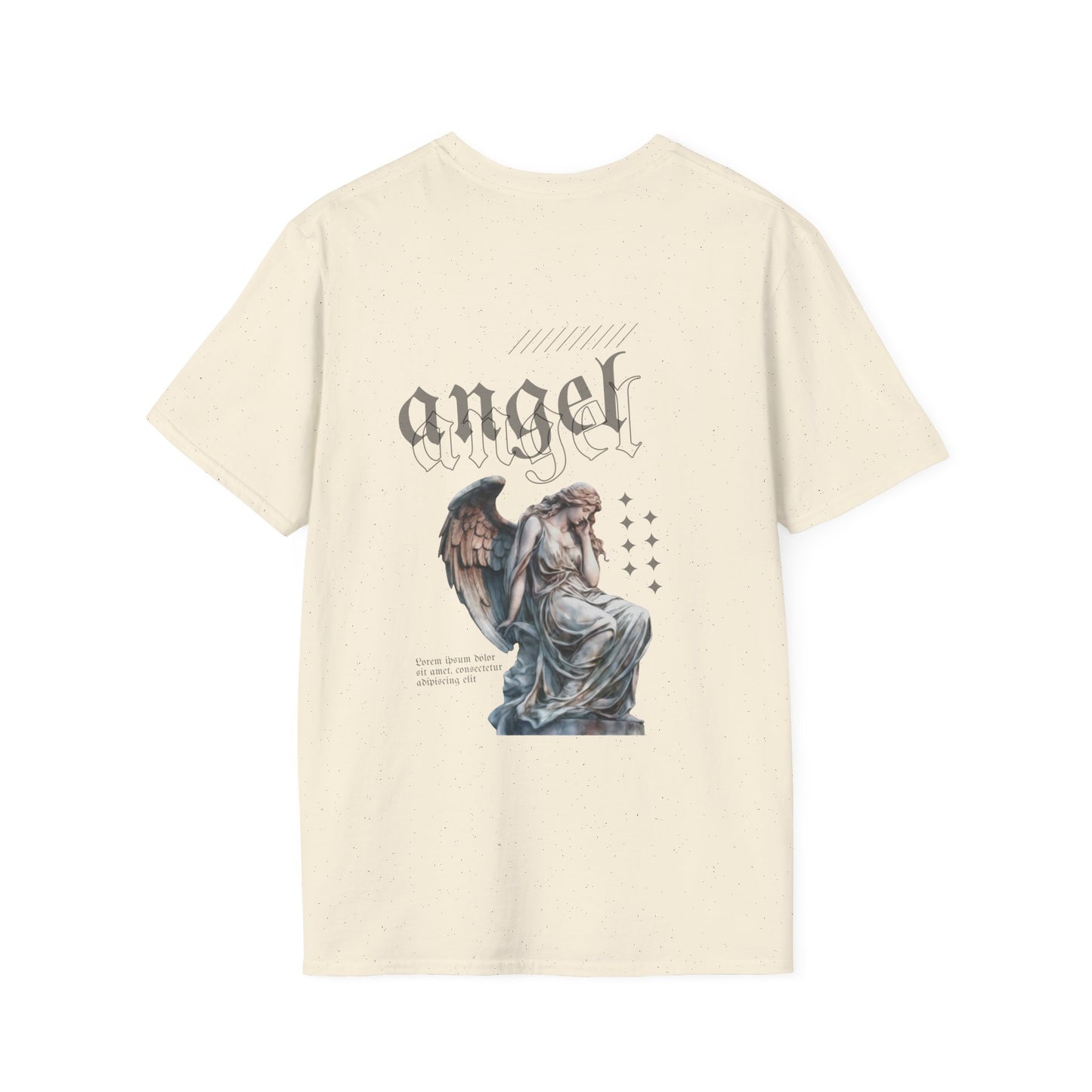 Angel Graphic T-Shirt, Vintage Angel Tee, Unisex Softstyle Shirt, Casual Wear, Spiritual Gift, Thoughtful Apparel