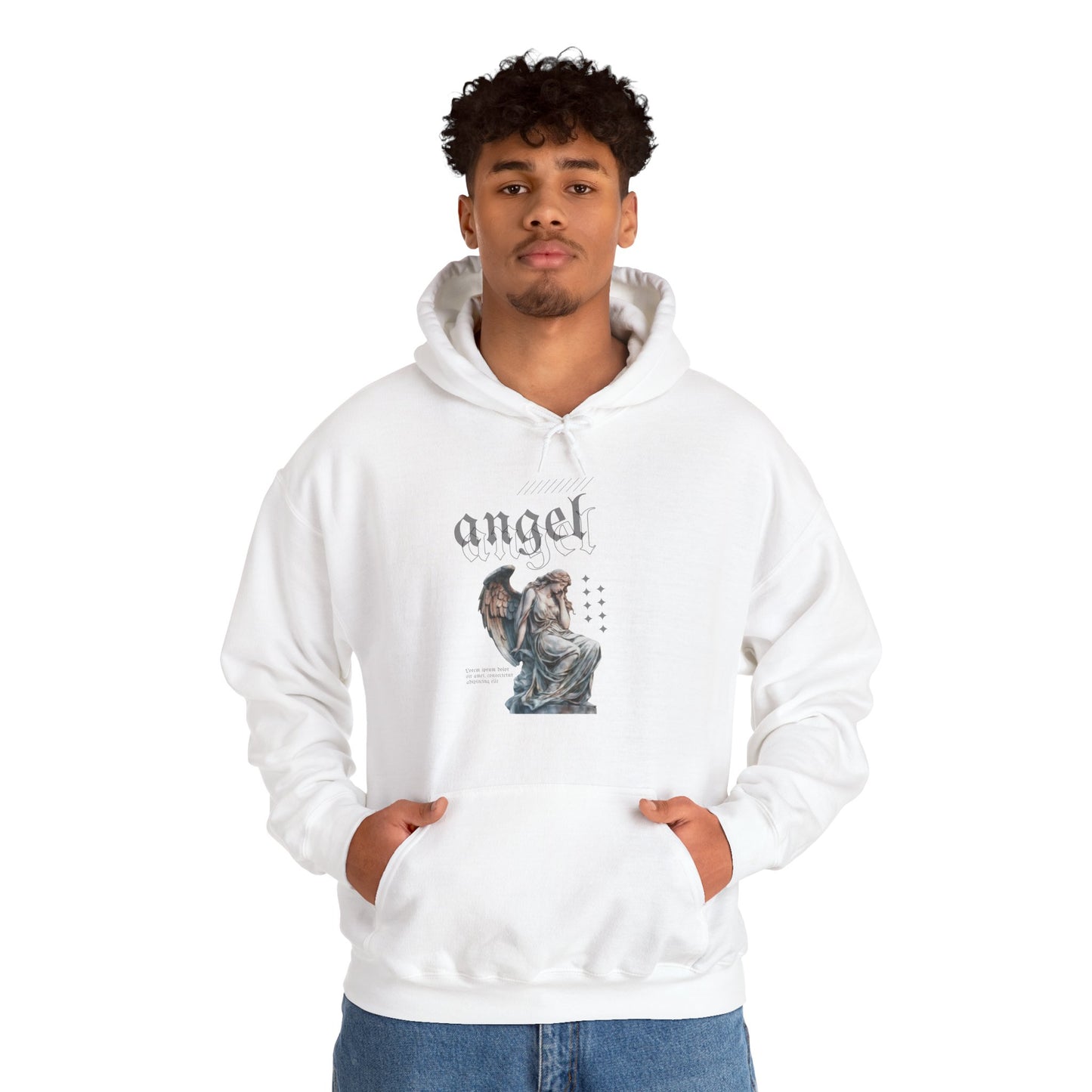 Angel Graphic Hooded Sweatshirt, Unisex Sweater, Cozy Gift, Spiritual Apparel, Fall Fashion, Chill Vibes, Everyday Wear