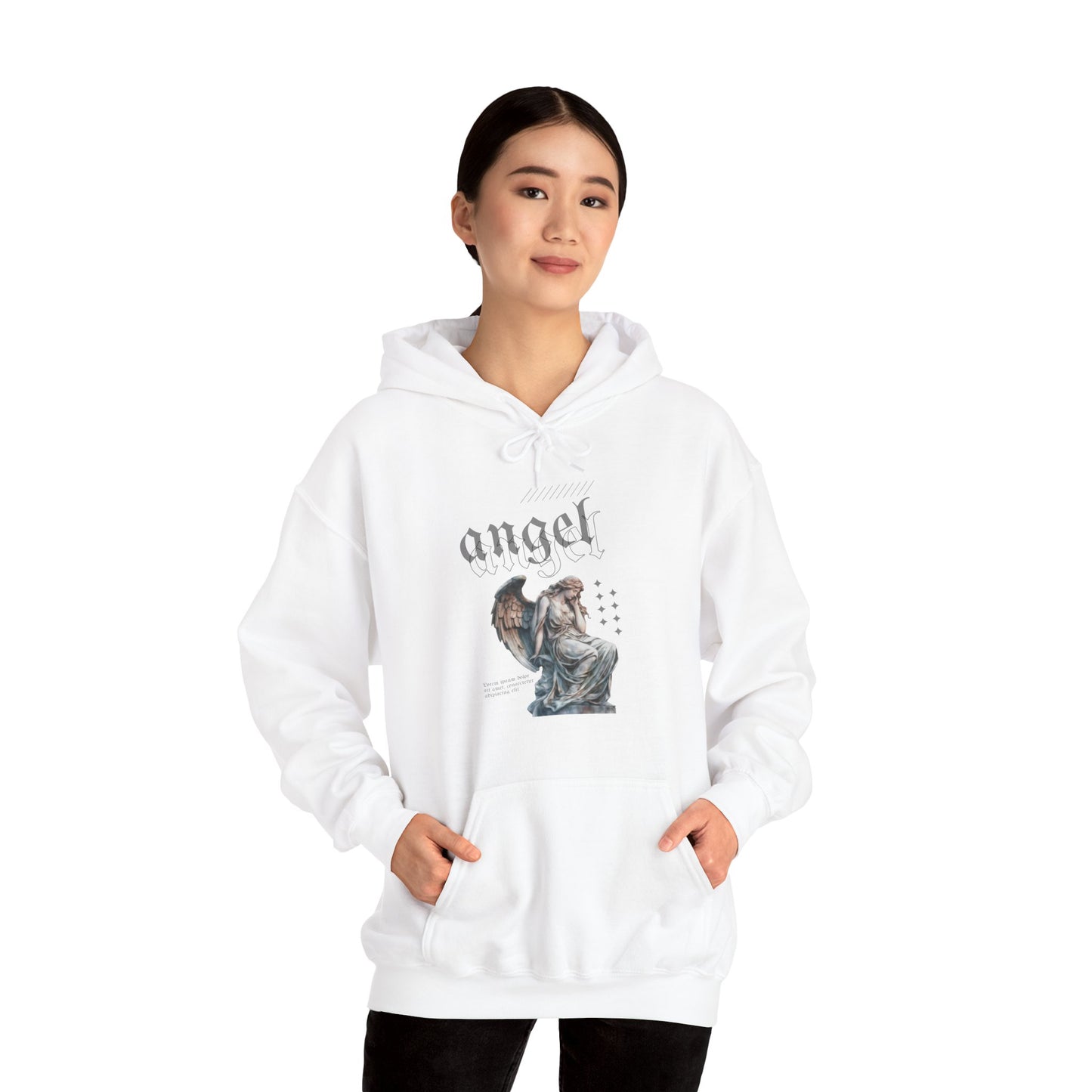 Angel Graphic Hooded Sweatshirt, Unisex Sweater, Cozy Gift, Spiritual Apparel, Fall Fashion, Chill Vibes, Everyday Wear