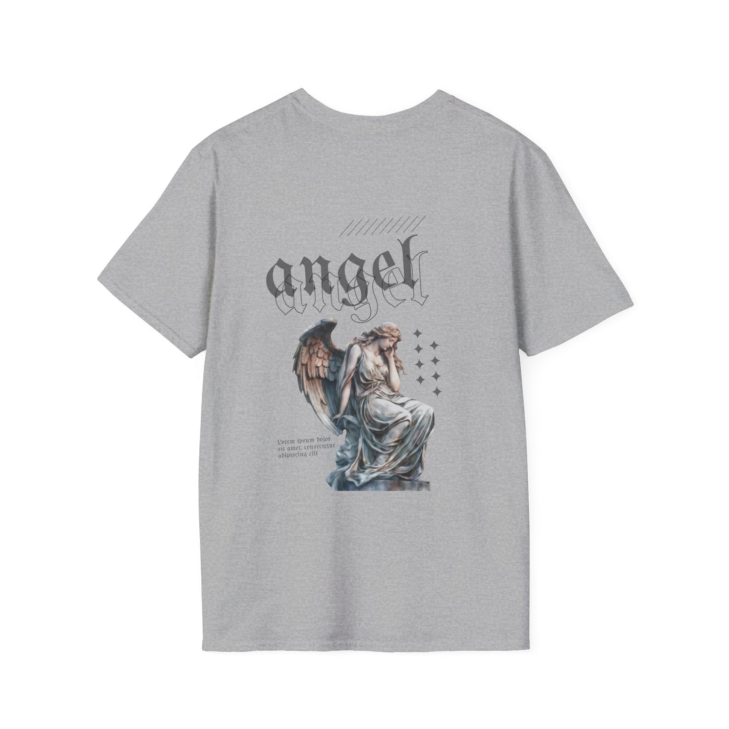 Angel Graphic T-Shirt, Vintage Angel Tee, Unisex Softstyle Shirt, Casual Wear, Spiritual Gift, Thoughtful Apparel