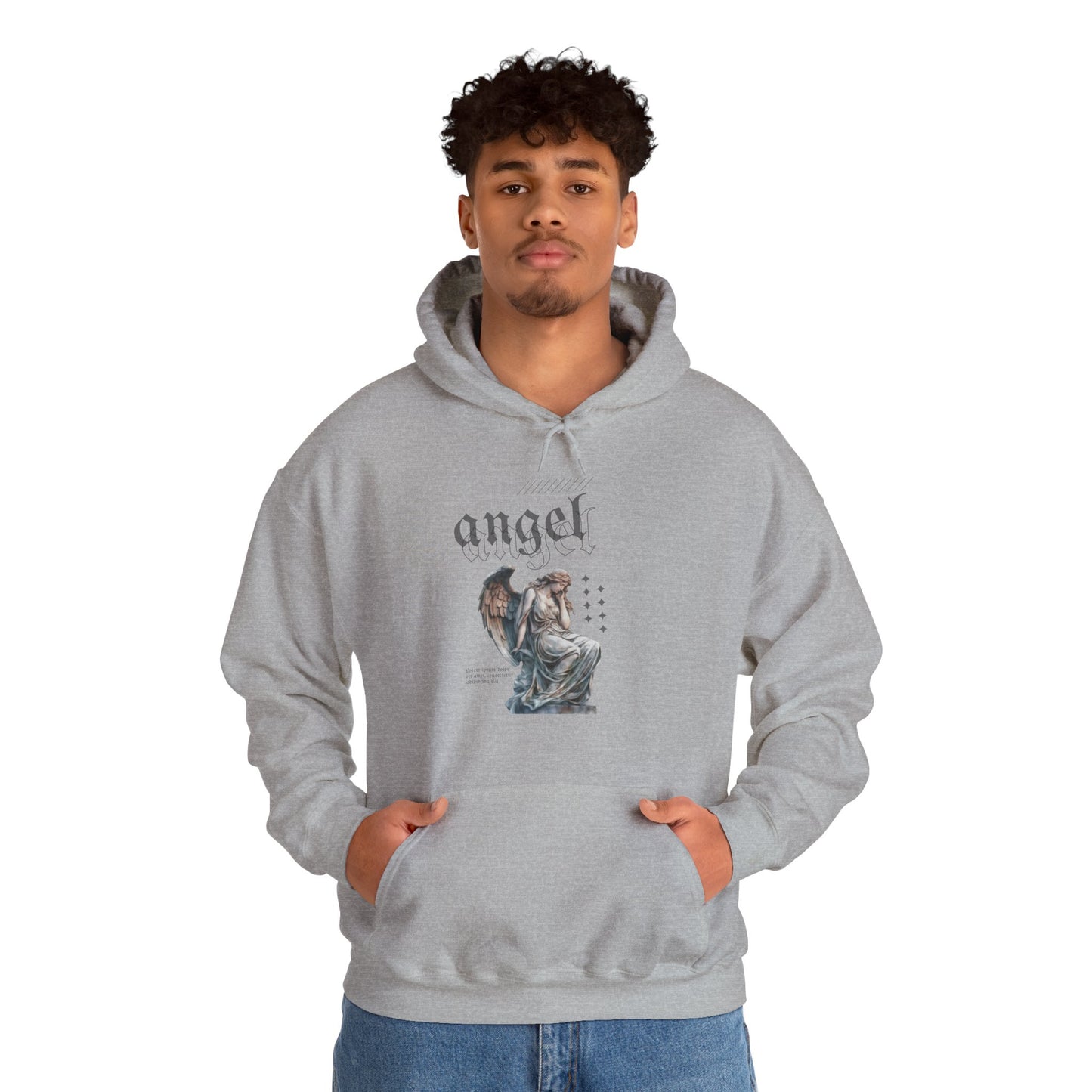 Angel Graphic Hooded Sweatshirt, Unisex Sweater, Cozy Gift, Spiritual Apparel, Fall Fashion, Chill Vibes, Everyday Wear