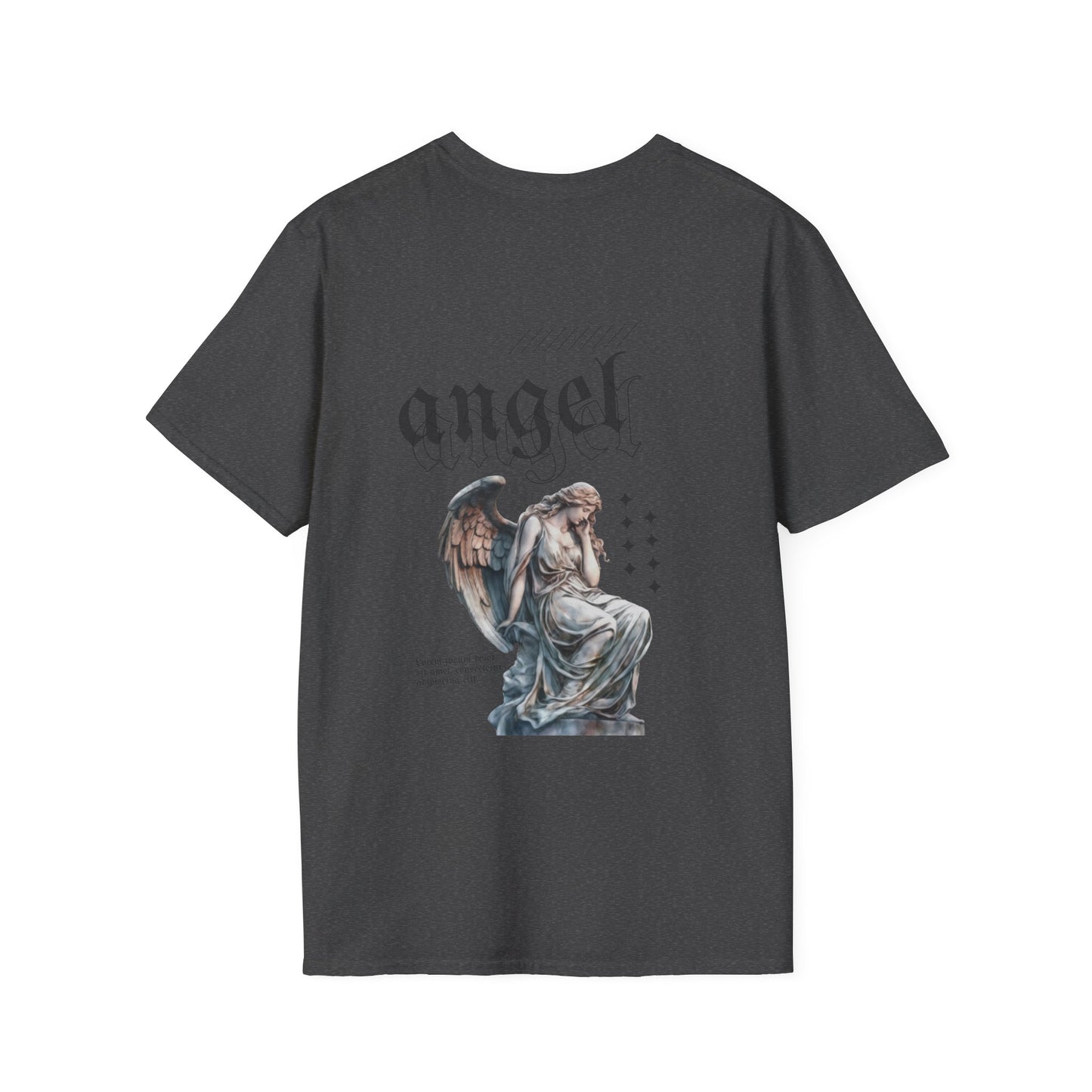 Angel Graphic T-Shirt, Vintage Angel Tee, Unisex Softstyle Shirt, Casual Wear, Spiritual Gift, Thoughtful Apparel