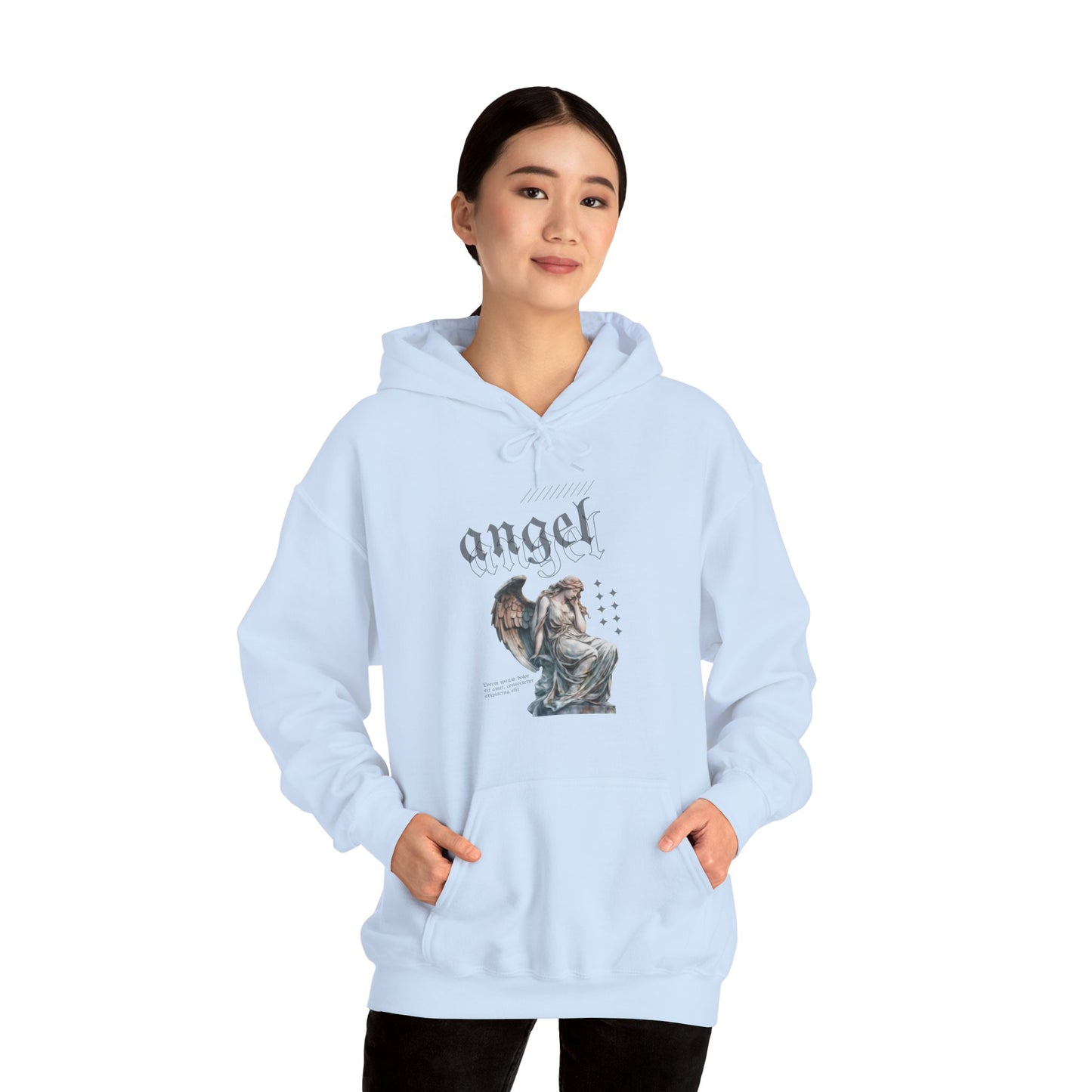 Angel Graphic Hooded Sweatshirt, Unisex Sweater, Cozy Gift, Spiritual Apparel, Fall Fashion, Chill Vibes, Everyday Wear