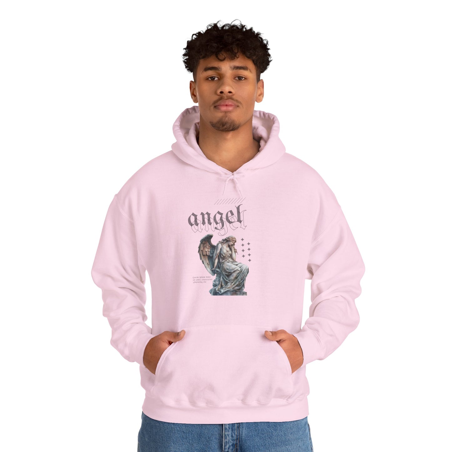Angel Graphic Hooded Sweatshirt, Unisex Sweater, Cozy Gift, Spiritual Apparel, Fall Fashion, Chill Vibes, Everyday Wear