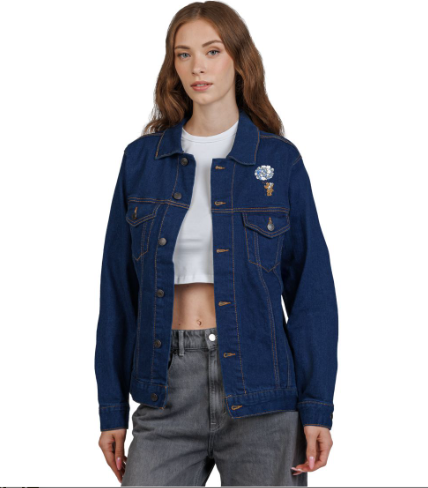 Embroidered Unisex Denim Jacket, Casual Outerwear, Stylish Layering Piece, Perfect Gift for Her, Streetwear Fashion