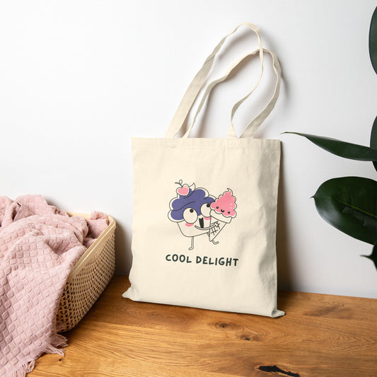 Cute Ice Cream Tote Bag, Eco-Friendly Shopping Bag, Gift for Ice Cream Lovers, Beach Bag, Funny Tote, Cool Delight Bag